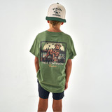 Burlebo Boys' Duck Dog Stamp Tee in Heather Olive
