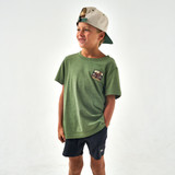 Burlebo Boys' Duck Dog Stamp Tee in Heather Olive