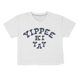 Sendero Provisions Women's Yippee Ki Yay Crop Tee in Vintage White Navy