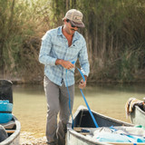 Howler Brothers Men's H Bar B Tech Long Sleeve Shirt in Kent Plaid : Iron Blue