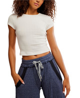 Free People Women's Wait A Minute Baby Tee in Oatmeal