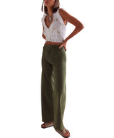 Free People Women's Libre Wide Leg Jeans in Thyme back view