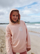 Tiny Whales Girls' Peace and Love Hoodie in Faded Pink