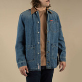 Sendero Provisions Co. Men's Rustler Chore Jacket Denim Blue front view