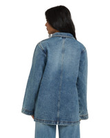 Billabong Women's Denim Chore Coat in blue denim detail view