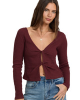Billabong Women's Fever Twist Long Sleeve Knit Top front view