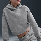 Nike Women's Shrunken Hoodie in Dark Grey Heather detail view