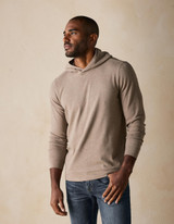 The Normal Brand Men's Puremeso Essential Hoodie in Taupe side view