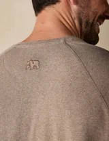 The Normal Brand Men's Puremeso Everyday Henley in Taupe detail view