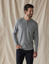The Normal Brand Men's Puremeso Everyday Henley in Athletic Grey side view
