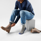 Smartwool Men's Everyday Rollinsville Crew Socks Fossil and Navy