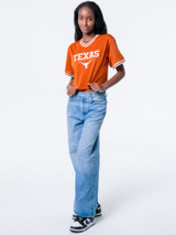Established & Co. Women's University of Texas Mesh Cropped Football Jersey side detail