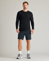 Rhone Reign Long Sleeve Tee Black Heather front view
