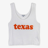 TYLER'S Women's Texas Cropped Rib Tank Top White front view