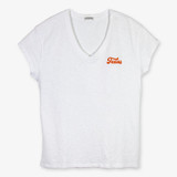 TYLER'S Women's Texas Big Script V-Neck Tee White front view