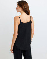Bella Dahl Women's Frayed Cami in Black front view