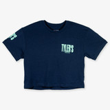 The TYLER'S  Crop Tee in Navy and Mint