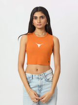 Hype and Vice Women's University of Texas Cut Off Tank in Burnt Orange back view
