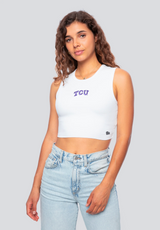 Hype and Vice Women's TCU Cut Off Tank in White full body