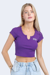 Hype and Vice Women's TCU Cali Tee in Purple front view