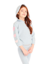 Chaser Girls' Cropped Shirred Hoody in Snowflake