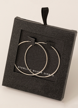 Fame Secret Box Thin Hoop Earrings Silver