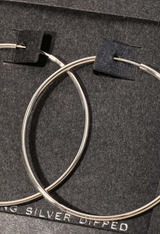 Fame Secret Box Thin Hoop Earrings Silver