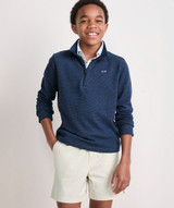 The Vineyard Vines Boys' Saltwater Quarter-Zip Pullover in Deep Navy