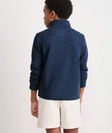 Vineyard Vines Boys' Saltwater Quarter-Zip Pullover in Deep Navy lifestyle view
