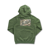 Burlebo Men's Deer Camo Patch Logo Fleece Hoodie in Heather Olive