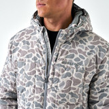 Burlebo Men's Puffer Jacket in Classic Deer Camo side view