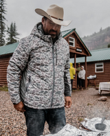 Burlebo Men's Puffer Jacket in Classic Deer Camo back view