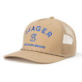 Seager Branded Trucker Snapback Hat Khaki full view