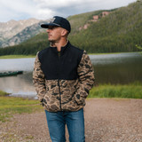 Burlebo Men's Sherpa Jacket in Rocky Mountain Camo detail view