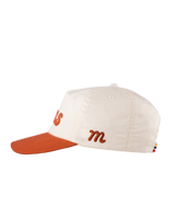 Mañana Texas Two-Tone Snapback Hat in Cream and Orange side view