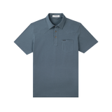 Poncho Outdoors Men's Field Polo in Dinner Bell with Stormy Weather accents, front view