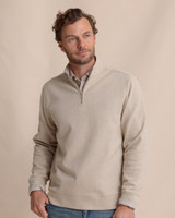 Southern Tide Men's Adler Lane Quarter Zip Pullover in Sandstone Khaki side view