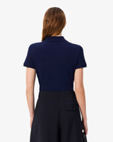 Lacoste Women's Short Sleeve Slim Fit Polo in Navy Blue side