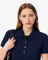 Lacoste Women's Short Sleeve Slim Fit Polo in Navy Blue