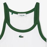 Lacoste Women's Sport Ultra Dry Ribbed Knit Tank Top White/Green side view