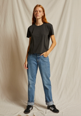 perfectwhitetee Women's Harley Boxy Tee in Vintage Black detail