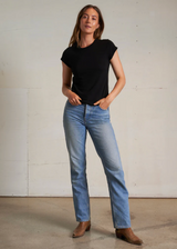 perfectwhitetee Women's Sheryl Baby Tee in True Black close-up