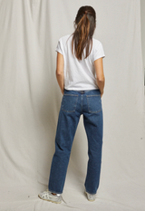 perfectwhitetee Women's Alanis V-Neck Tee in White, back view