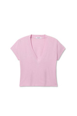 perfectwhitetee Women's Alanis V-Neck Tee in Sugar Pink