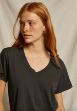 perfectwhitetee Women's Hendrix Boxy V-Neck Tee Vintage Black side view