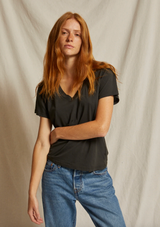 perfectwhitetee Women's Hendrix Boxy V-Neck Tee Vintage Black detail view