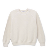 perfectwhitetee Women's Ziggy Inside Out Fleece Crew Pullover in Sugar front view
