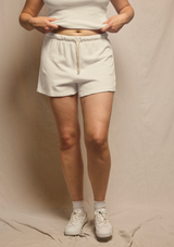 perfectwhitetee Women's Layla French Terry Sweatshorts in Sugar side view