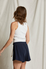 perfectwhitetee Women's Layla French Terry Sweatshorts in Navy back