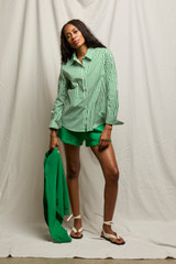 perfectwhitetee Women's Layla French Terry Sweatshorts in Grass detail